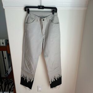 Handpainted Vintage Wrangler Light Grey Jeans Size 28